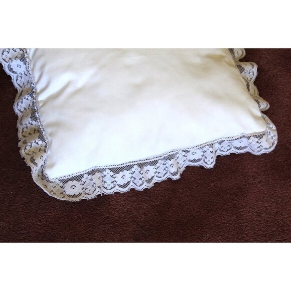 Handmade Butterflies Needlepoint Pillow cross stitch Multicolor Lace edges - Picture 11 of 12